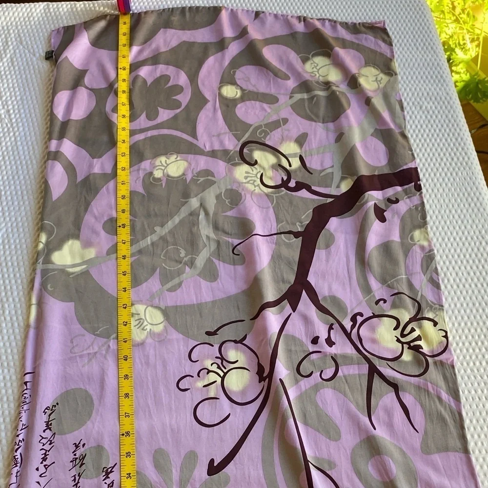 Handmade Scarf Silk Long Purple Lilac Gray 65”